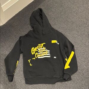 Zara Black and Yellow Graphic Hoodie Sweatshirt